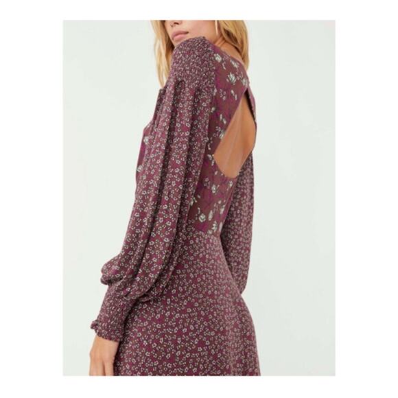 Free People Love  Story Maxi Dress in Rasin Combo Purple Size Medium NWT - Picture 12 of 12